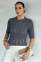 Women's Crew Neck Openwork Seasonal Knitwear Blouse - 2