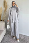 Women's Bead Embroidered Hijab Shirt and Pants Two-Piece Set