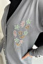 Front Buttoned V-Neck Embroidered Hijab Knitwear Cardigan - 4