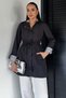 Women's Hooded Stripe Detailed Trench Coat - 2