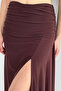 Women's Asymmetrical Cut Skirt with Elastic Waist and Drawstring Detail - 5