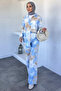 Women's Patterned Tunic Pants Hijab Double Set