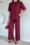 Gülseli Women's Elastic Waist Pants Lace Detailed T-Shirt Double Set - 3