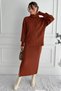 Women's Full Turtleneck Ribbed Knitwear Sweater Skirt Two-Piece Set - 2