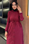 Self-Patterned, Waist-Tie Detailed, Hijab-Tunic and Pants Two-Piece Set - 2