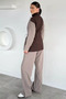 Women's Elastic Waist Zippered Jacket and Pants Two-Piece Set - 6