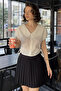 Women's Shirt with Elastic Sleeves and Side Lacing
