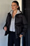 Women's Garnished Hooded Double Pocket Coat - 2