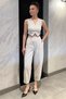 Women's Striped Patterned Linen Vest and Trousers Two-Piece Set - 2