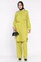 Women's pearl and stone embellished belted tunic and pants hijab two-piece set