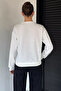 Women's Crew Neck Butterfly Printed Stone Embroidered Sweatshirt - 4