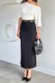 Women's Lycra Pencil Skirt with Waist Belt and Slit Detail - 2