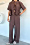 Women's Front Tie Blouse Palazzo Pants Double Set - 3