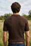 Men's Polo Neck Self-Patterned Knitwear T-Shirt - 2