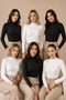 Women's 6-Piece Turtleneck Long Sleeve Cotton Stretch Basic T-Shirt 3 Black-3 White