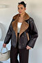 Women's Double-Breasted Collar Coat with Plush Inside - 3