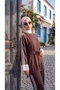 Women's Cream Cuffed Waist Tie-Up Stripe Detailed Hijab Tracksuit Set