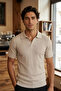 Men's Polo Neck Self-Patterned Knitwear T-Shirt