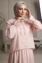 Collared Lace-Up Lined Blouse Skirt Hijab Double Set - 2