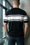 Men's Polo Collar Color Striped Knitwear T-Shirt - 2