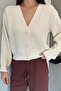 V-Neck Front Buttoned Women's Knitted Sweater Cardigan - 3