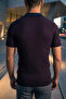 Men's Polo Collar Half Zipper Patterned Knitwear T-Shirt - 2