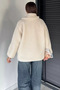 Women's Plush Coat with Belt Detail at the Collar and Inner Lining - 4