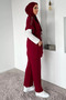 Elastic Waist Pants, Stone Embroidered Tunic Blouse, Hijab Three-Piece Set - 4