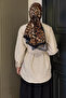 Women's Embossed Patterned Belt Detailed Hijab Shirt Tunic - 4