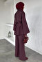 Waist Belted Tunic Trousers Hijab Double Set - 4