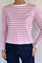 Women's Crew Neck Stripe Patterned Sweatshirt - 3