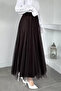Elastic Waist Stone Embroidered Tulle Hijab Skirt - 4