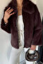 Women's Front Zipper Fringed Fur Coat - 3