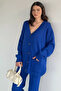 Women's Front Buttoned Self-Line Patterned Knitwear Cardigan Trousers Two-Piece Set - 3