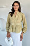 Women's Self-Line Patterned Embroidery Detailed Shirt
