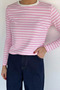 Women's Crew Neck Stripe Patterned Sweatshirt - 2