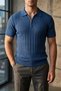 Polo Collar Half Zipper Men's Knitwear T-Shirt