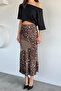 Women's Patterned Satin Skirt with Elastic Waist - 2