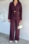 Gülseli Women's Pleated Brooch Detailed Blouse and Elastic Waist Pants Double Set - 2