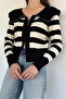 Gülseli Women's Striped Patterned Zippered Knitwear Blouse - 3