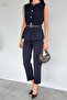 Women's Belt Accessory Vest Pants Double Set - 2