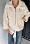 Women's Plush Coat with Belt Detail at the Collar and Inner Lining - 2