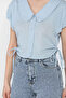 Women's Shirt with Elastic Sleeves and Side Lacing - 4