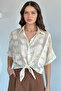Women's Embroidered Shirt with Front Tie Detail
