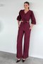 Women's Pleated Trousers Balloon Sleeve Shirt Double Set