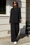 Women's Stand Collar Solid Color Knitwear Sweater Trousers Two-Piece Set - 5
