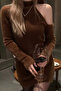 Gülseli One-Shoulder Low-Cut Angora Fabric Knitwear Dress - 4