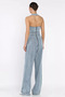 Women's Jean Denim Jumpsuit with Front Button Detail - 3
