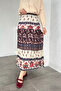Patterned Chiffon Hijab Skirt with Elastic Waist - 3