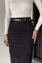 Women's Slit Detailed Belted Midi Length Suede Skirt - 4